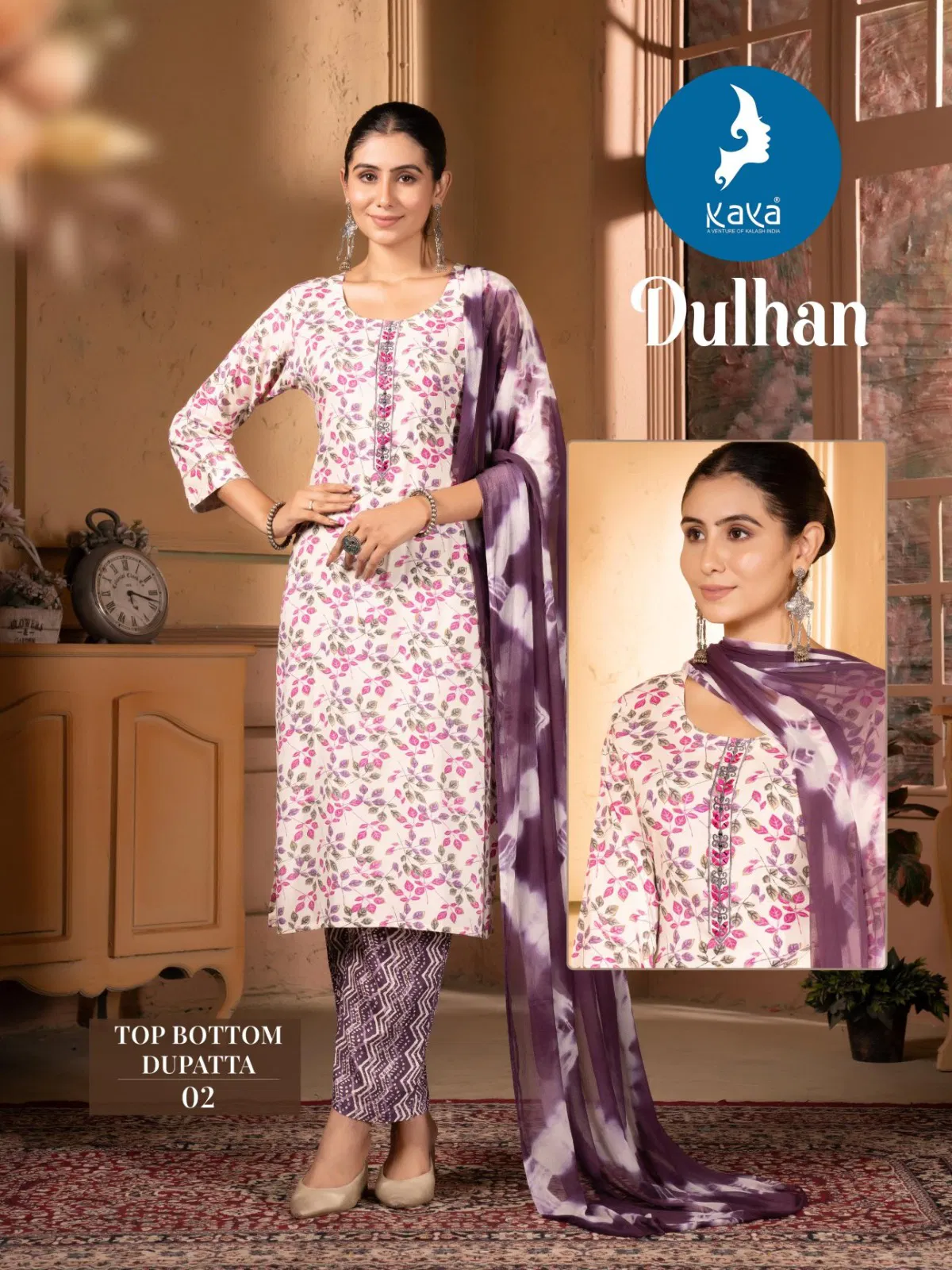 Dulhan By Kaya Rayon Printed Kurti With Bottom Dupatta Wholesalers In Delhi